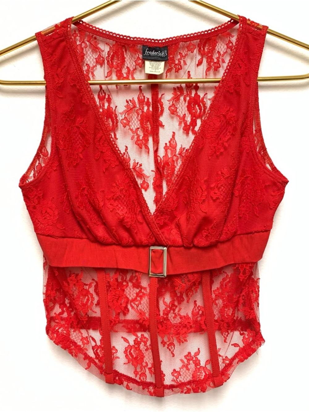 Vintage Fredericks of Hollywood Sheer Lace Corset Crop Top Size 6 Sexy Lingerie